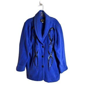 BOB Mackie's Women's Twisted Spangle Front Fleece Jacket w/Shawl Collar Size1X